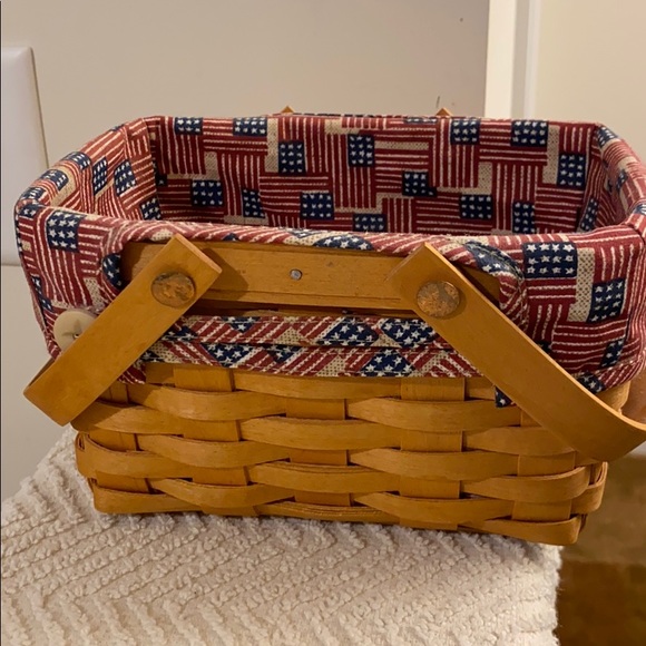 Vintage Longaberger Basket Family Signatures Red Blue Fabric Liner Protector - Picture 6 of 15